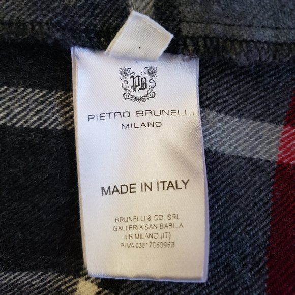 Pietro Brunelli Milano Italy Gray Maroon Plaid Bateau Wool Shift Dress Academia - Picture 13 of 16